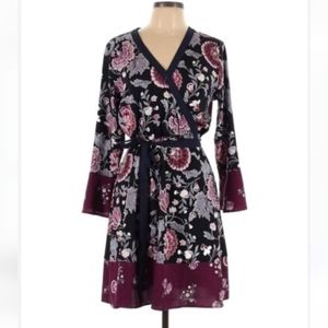 Host Pick - LOFT Black Floral Faux Wrap Dress
